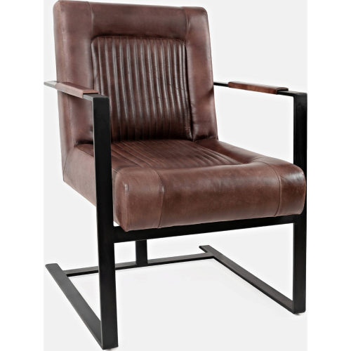 Maguire Sled Accent Chair in Distressed Dark Sienna Leather